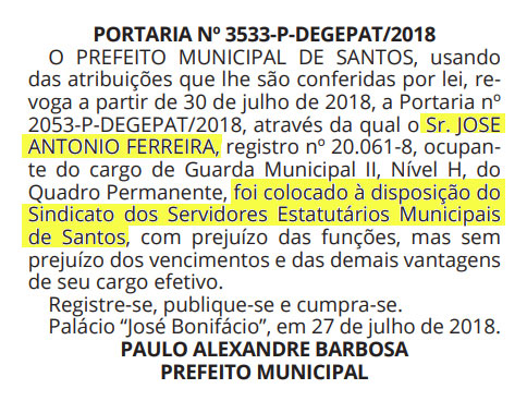 Diário Oficial, 30/07/18