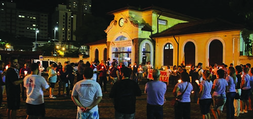 Homenagem à Marielle na Estação da Cidadania, em Santos. Frente Sindical, presente!