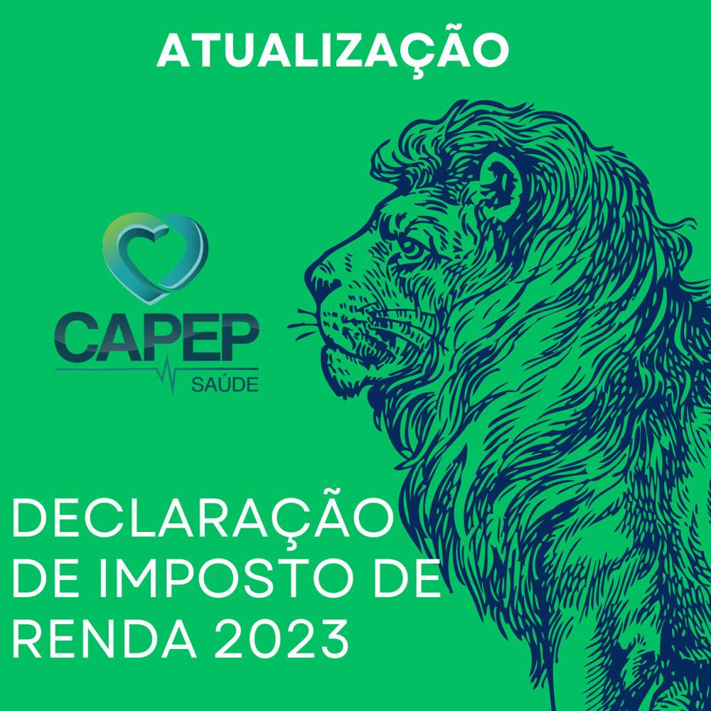 Montagem com o logo da CAPEP, um desenho de um leão e escrito: Atualização: Declaração de Imposto de Renda 2023"