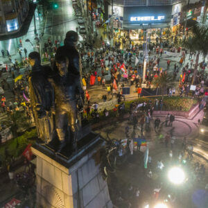 Imagem aérea do ato Fora Bolsonaro do dia 19/06/2021 na Praça Independência (Gonzaga) feita pelo coletivo Drones de Esquerda.