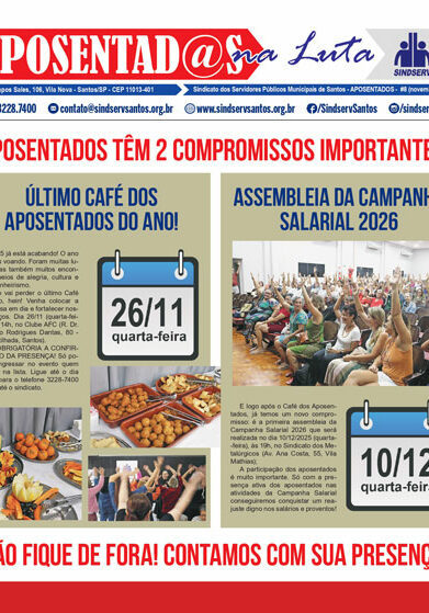 Boletim APOSENTADOS NA LUTA #8 (novembro de 2025)